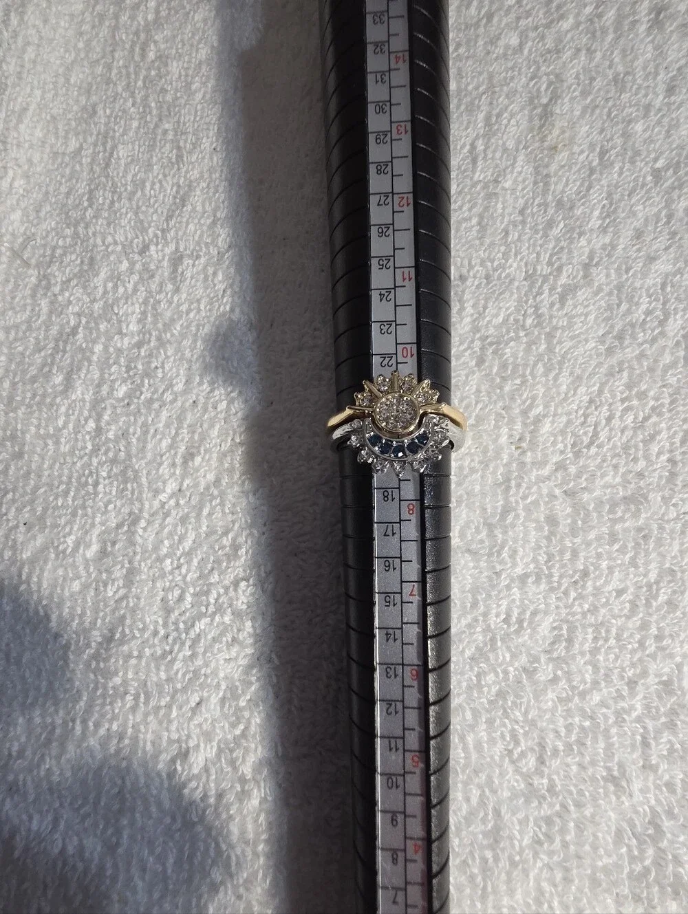 Sterling Silver Celestial Sun & Moon Ring | Blue & Clear CZ | Two-Tone Statement